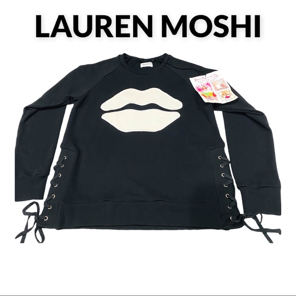 LAUREN MOSHI COLLECTION LIPS NEW WITH TAGS KNIT SWEATER LACE-UP SIDES SIZE SMALL - Picture 3 of 16